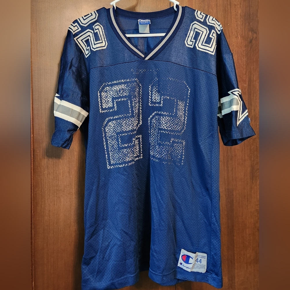 Champion Navy Blue Emmett Smith Sports Jersey with White Details